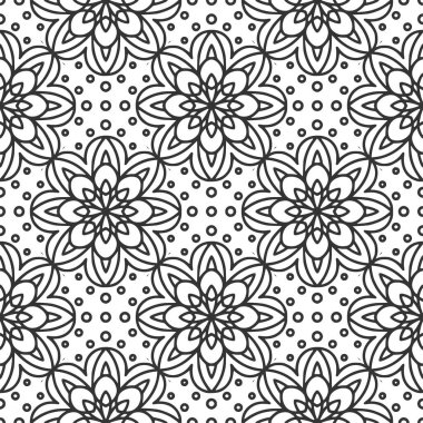 Mandalas 'lı Etnik Çiçeksiz Desen. Tasarım, moda baskısı, hatıra defteri için doğulu desen