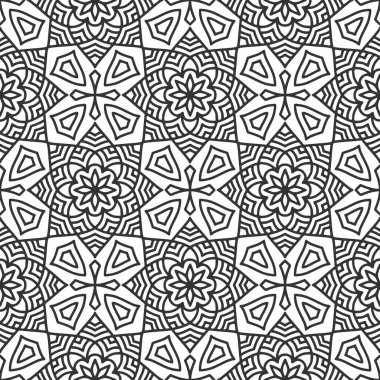 Mandalas 'lı Etnik Çiçeksiz Desen. Tasarım, moda baskısı, hatıra defteri için doğulu desen