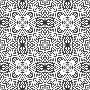 Mandalas 'lı Etnik Çiçeksiz Desen. Tasarım, moda baskısı, hatıra defteri için doğulu desen