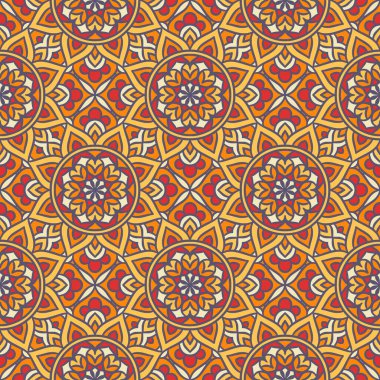 Mandalas 'lı Etnik Çiçeksiz Desen. Tasarım, moda baskısı, hatıra defteri için doğulu desen
