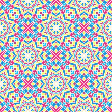 Mandalas 'lı Etnik Çiçeksiz Desen. Tasarım, moda baskısı, hatıra defteri için doğulu desen