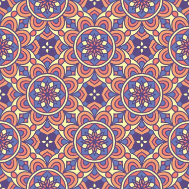 Mandalas 'lı Etnik Çiçeksiz Desen. Tasarım, moda baskısı, hatıra defteri için doğulu desen