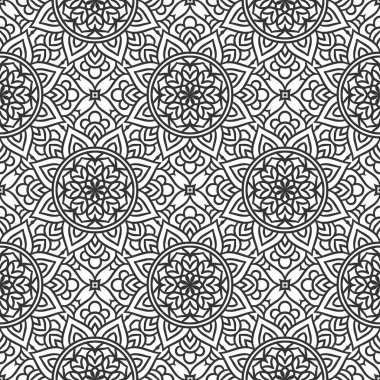 Mandalas 'lı Etnik Çiçeksiz Desen. Tasarım, moda baskısı, hatıra defteri için doğulu desen