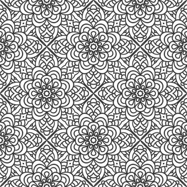 Mandalas 'lı Etnik Çiçeksiz Desen. Tasarım, moda baskısı, hatıra defteri için doğulu desen