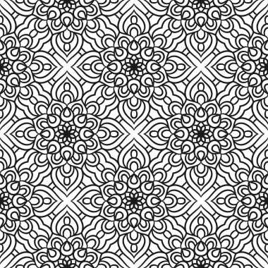 Mandalas 'lı Etnik Çiçeksiz Desen. Tasarım, moda baskısı, hatıra defteri için doğulu desen