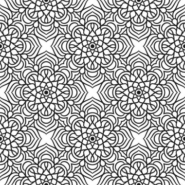 Mandalas 'lı Etnik Çiçeksiz Desen. Tasarım, moda baskısı, hatıra defteri için doğulu desen