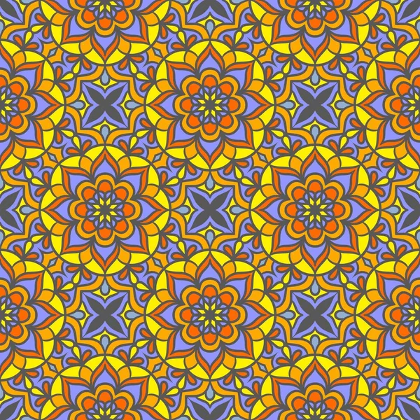 Ethnic Floral Seamless Pattern Mandalas Dalam Bahasa Inggris Pola Oriental - Stok Vektor