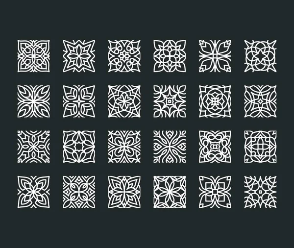 Geometrik Süs Dekoratif Elementler Vektör Koleksiyonu Doğulu Çiçek Süsü — Stok Vektör