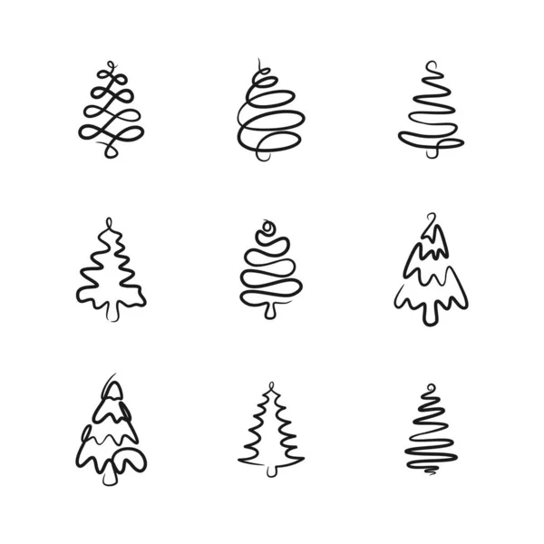 連続線画クリスマスツリー クリスマスツリー1線画 ミニマリストクリスマスツリー — ストックベクタ