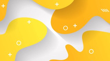 beyaz ve sarı dinamik sıvı broşür broşür afişi tasarımı için soyut arkaplan şekilleri