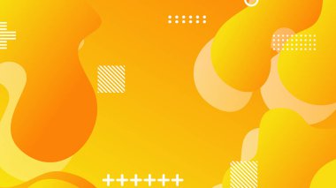 Sarı turuncu dinamik sıvı broşür ilanı şablonu için soyut arkaplan şekilleri