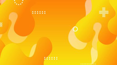 Sarı turuncu dinamik sıvı broşür ilanı şablonu için soyut arkaplan şekilleri