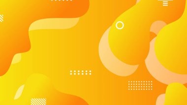 Sarı turuncu dinamik sıvı broşür ilanı şablonu için soyut arkaplan şekilleri