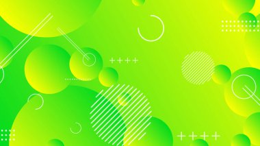 Broşür broşür broşürü afişi tasarımı için yeşil ve sarı soyut çember grafiksel arkaplan