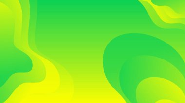 Broşür broşürü afişi tasarımı için yeşil ve sarı eğimli sıvı dalga soyut arkaplan