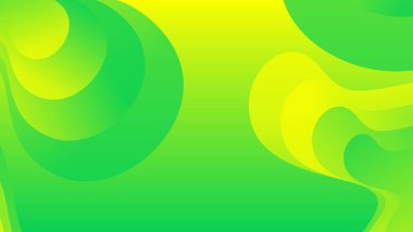 Broşür broşürü afişi tasarımı için yeşil ve sarı eğimli sıvı dalga soyut arkaplan