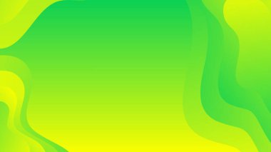 Broşür broşürü afişi tasarımı için yeşil ve sarı eğimli sıvı dalga soyut arkaplan