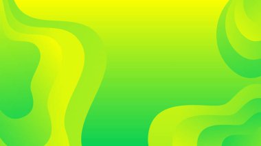 Broşür broşürü afişi tasarımı için yeşil ve sarı eğimli sıvı dalga soyut arkaplan