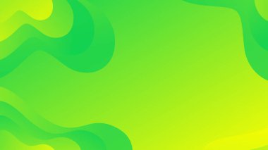 Broşür broşürü afişi tasarımı için yeşil ve sarı eğimli sıvı dalga soyut arkaplan