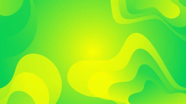 Broşür broşürü afişi tasarımı için yeşil ve sarı eğimli sıvı dalga soyut arkaplan