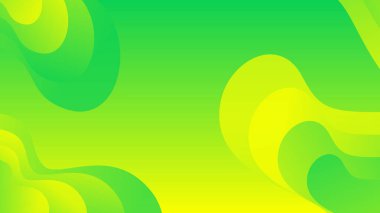 Broşür broşürü afişi tasarımı için yeşil ve sarı eğimli sıvı dalga soyut arkaplan