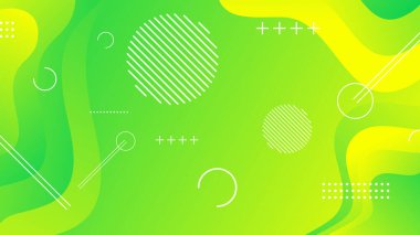 Broşür broşürü afişi tasarımı için yeşil ve sarı eğimli sıvı dalga soyut arkaplan