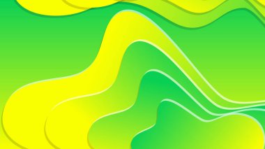 Broşür broşürü afişi tasarımı için yeşil ve sarı eğimli sıvı dalga soyut arkaplan