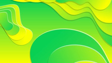 Broşür broşürü afişi tasarımı için yeşil ve sarı eğimli sıvı dalga soyut arkaplan