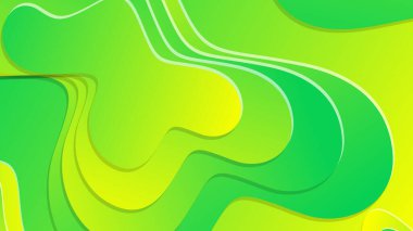 Broşür broşürü afişi tasarımı için yeşil ve sarı eğimli sıvı dalga soyut arkaplan