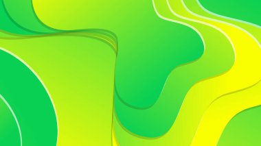 Broşür broşürü afişi tasarımı için yeşil ve sarı eğimli sıvı dalga soyut arkaplan