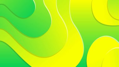 Broşür broşürü afişi tasarımı için yeşil ve sarı eğimli sıvı dalga soyut arkaplan