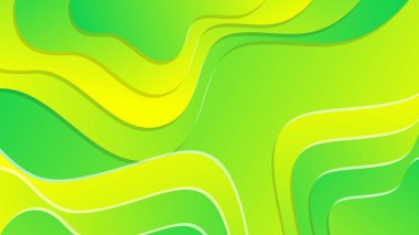 Broşür broşürü afişi tasarımı için yeşil ve sarı eğimli sıvı dalga soyut arkaplan