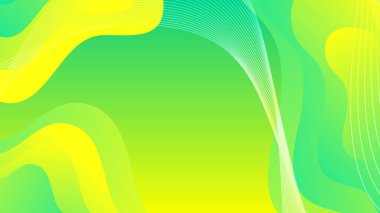 Broşür broşürü afişi tasarımı için yeşil ve sarı eğimli sıvı dalga soyut arkaplan
