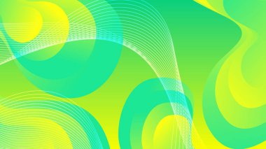 Broşür broşürü afişi tasarımı için yeşil ve sarı eğimli sıvı dalga soyut arkaplan