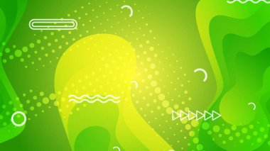 Broşür broşürü afişi tasarımı için yeşil ve sarı eğimli sıvı dalga soyut arkaplan