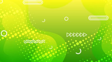 Broşür broşürü afişi tasarımı için yeşil ve sarı eğimli sıvı dalga soyut arkaplan