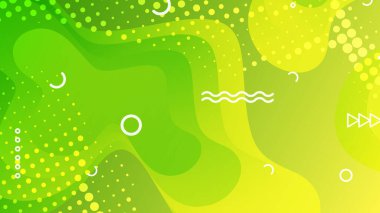 Broşür broşürü afişi tasarımı için yeşil ve sarı eğimli sıvı dalga soyut arkaplan