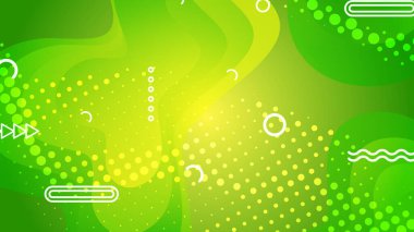 Broşür broşürü afişi tasarımı için yeşil ve sarı eğimli sıvı dalga soyut arkaplan