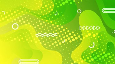 Broşür broşürü afişi tasarımı için yeşil ve sarı eğimli sıvı dalga soyut arkaplan