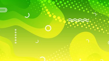 Broşür broşürü afişi tasarımı için yeşil ve sarı eğimli sıvı dalga soyut arkaplan