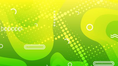 Broşür broşürü afişi tasarımı için yeşil ve sarı eğimli sıvı dalga soyut arkaplan