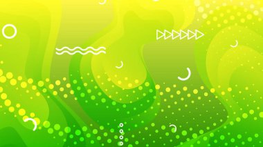 Broşür broşürü afişi tasarımı için yeşil ve sarı eğimli sıvı dalga soyut arkaplan