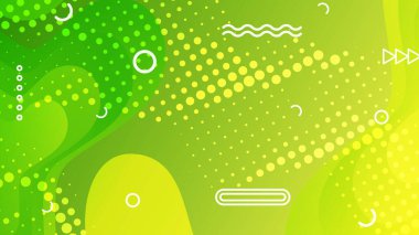 Broşür broşürü afişi tasarımı için yeşil ve sarı eğimli sıvı dalga soyut arkaplan