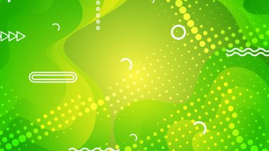 Broşür broşürü afişi tasarımı için yeşil ve sarı eğimli sıvı dalga soyut arkaplan