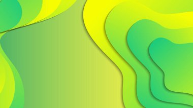 Broşür broşürü afişi tasarımı için yeşil ve sarı eğimli sıvı dalga soyut arkaplan