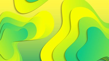 Broşür broşürü afişi tasarımı için yeşil ve sarı eğimli sıvı dalga soyut arkaplan