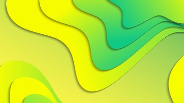 Broşür broşürü afişi tasarımı için yeşil ve sarı eğimli sıvı dalga soyut arkaplan