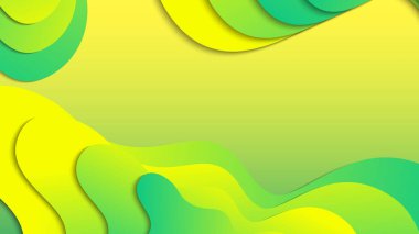 Broşür broşürü afişi tasarımı için yeşil ve sarı eğimli sıvı dalga soyut arkaplan