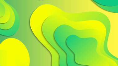 Broşür broşürü afişi tasarımı için yeşil ve sarı eğimli sıvı dalga soyut arkaplan