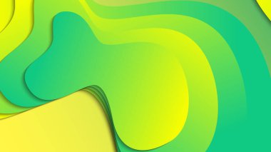 Broşür broşürü afişi tasarımı için yeşil ve sarı eğimli sıvı dalga soyut arkaplan